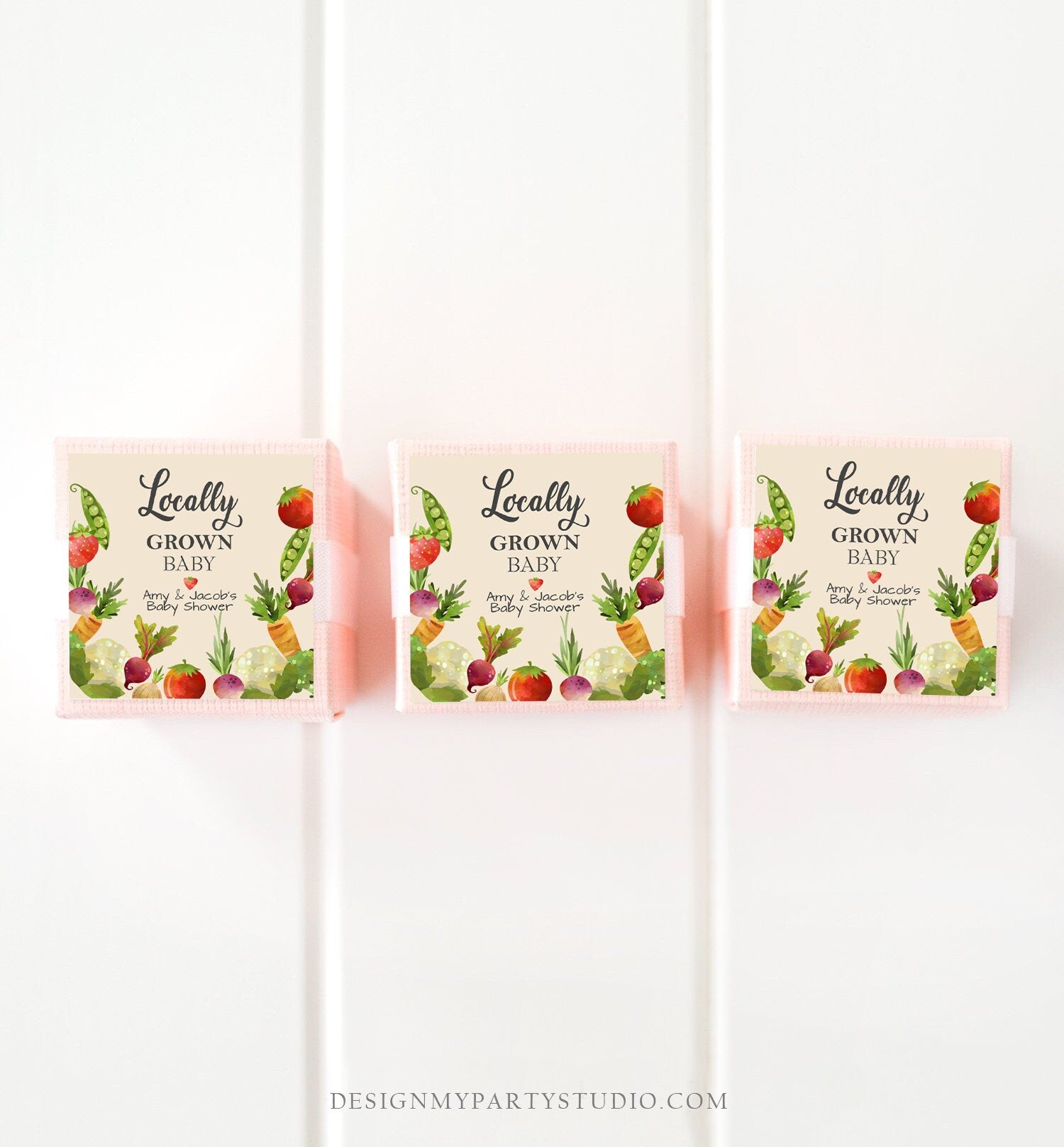 Editable Locally Grown Favor Tag Thank You Tag Birthday Farmers Market Baby Shower Vegetable Veggies Gender Neutral Template Printable 0144