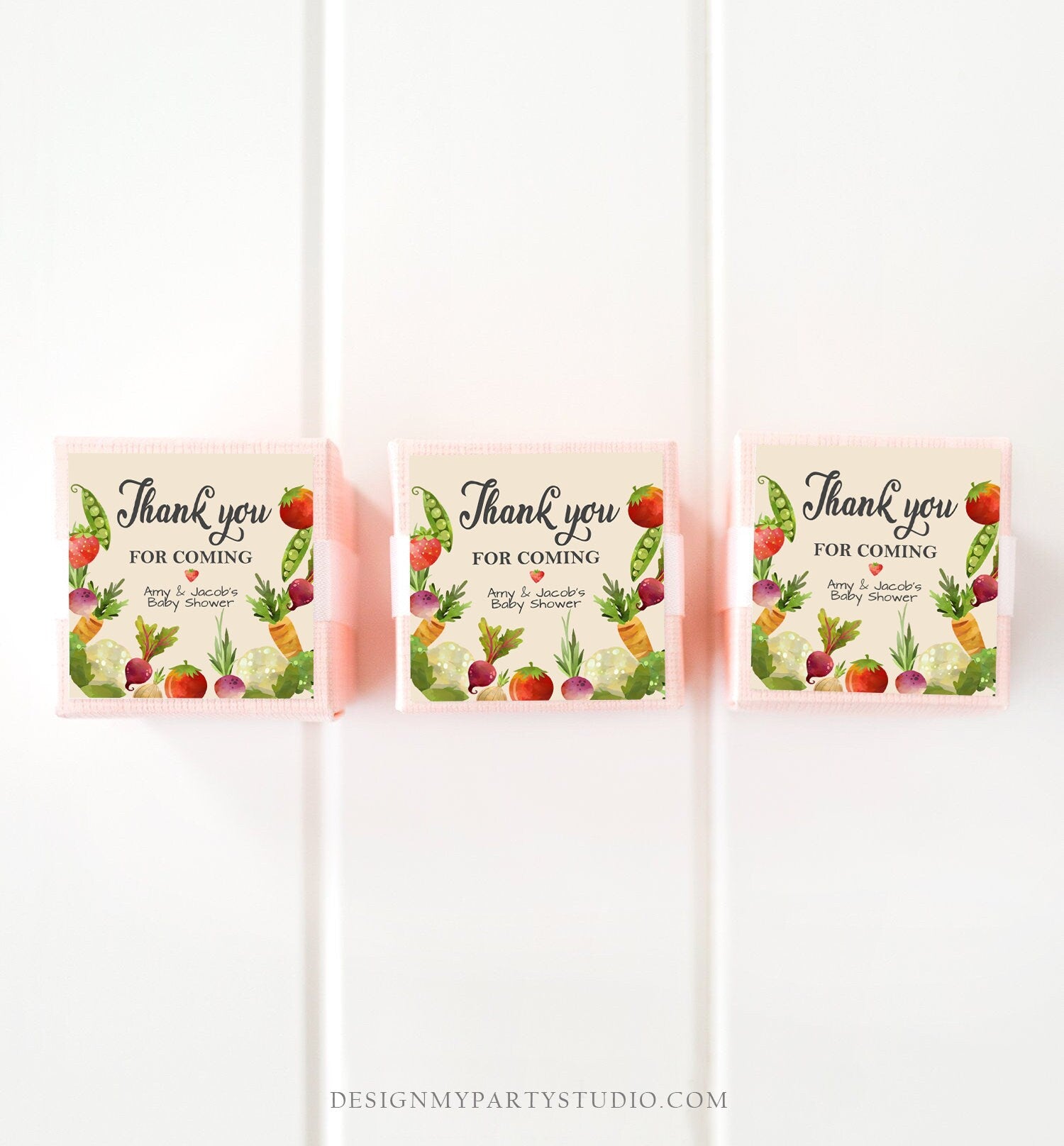 Editable Locally Grown Thank You Tag Birthday Farmers Market Favor Tag Baby Shower Vegetable Veggies Gender Neutral Corjl Template 0144