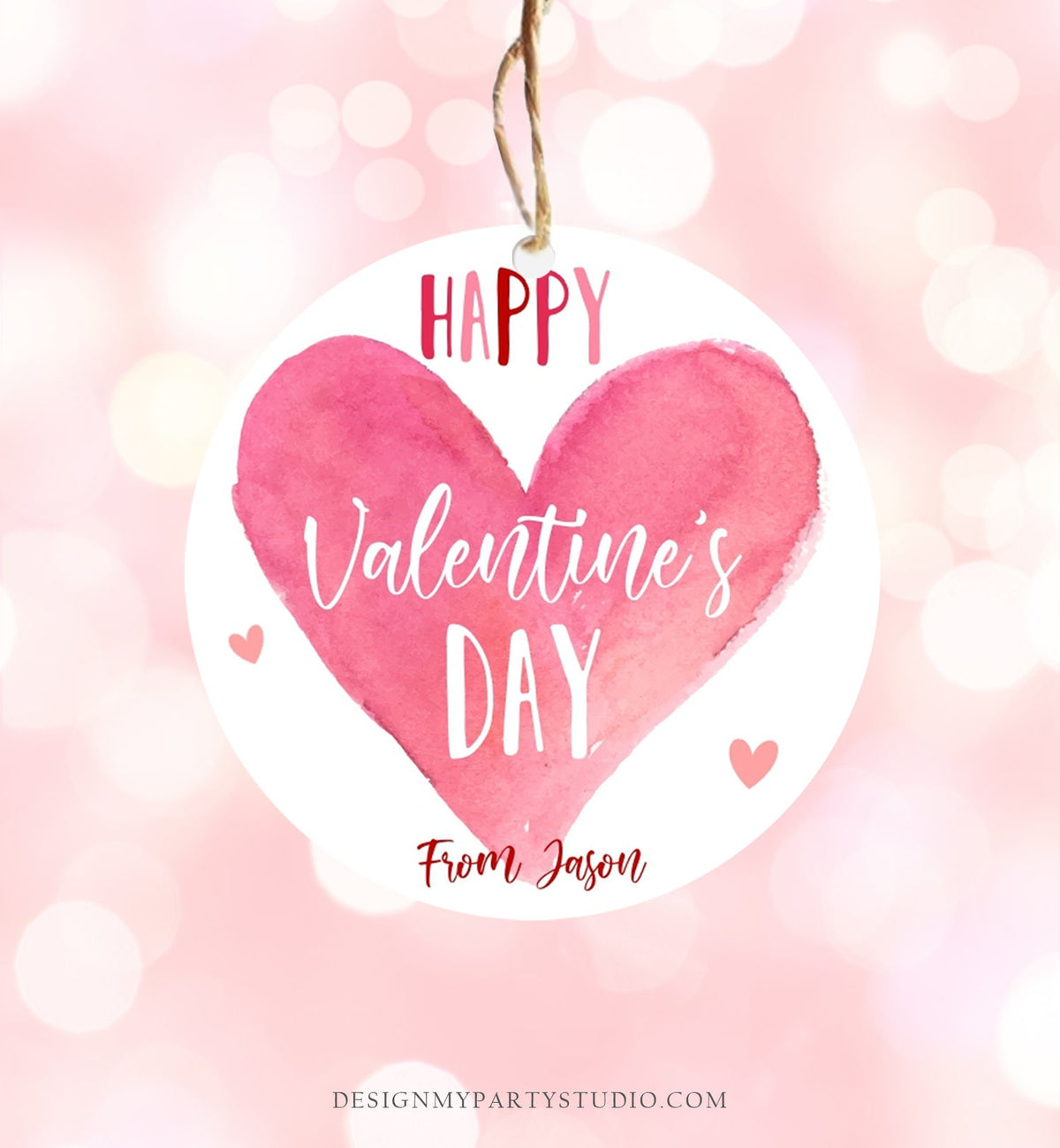 Editable Valentine&#39;s Day Cookie Tags Happy Valentine&#39;s Day Cookies Tag Sticker Pink Red Valentines Day Card Digital Template Printable 0370