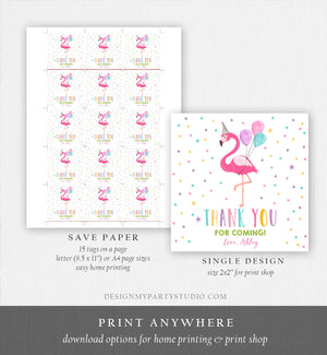 Editable Flamingo Favor Tag Drive By Birthday Favors Party Parade Cars Tropical Thank You Gift Tags Pink Girl Corjl Template Printable 0200