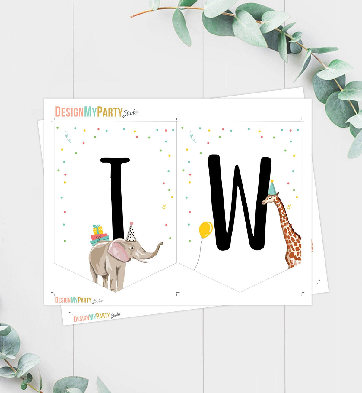 Safari Animals High Chair Banner TWO Party Animals Banner 2nd Second Birthday Decor Boy Girl Instant Digital Download Printable 0142