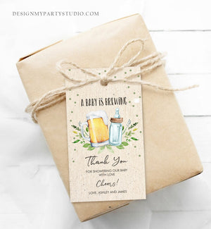 Editable A Baby is Brewing Baby Shower Favor Tags Beer Baby Shower Thank you Tags Brewing Label Neutral Tags Gift Tags Template Corjl 0190