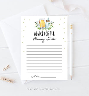 Editable Advice for the Mom-to-be Card Baby Shower Game Parent Advice Greenery Baby Brewing Shower Beer Corjl Template Printable 0190