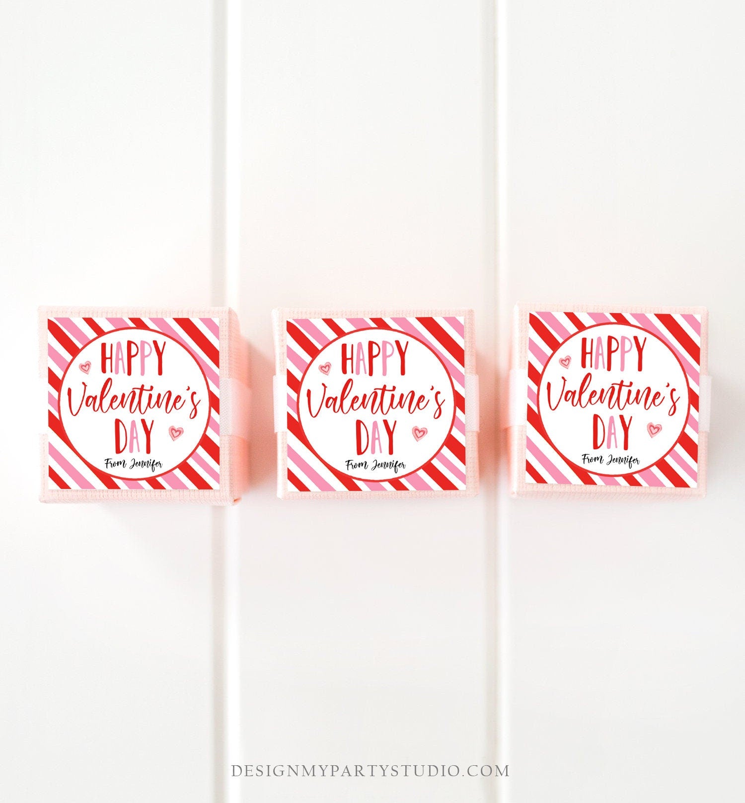 Editable Valentine's Day Cookie Tags Happy Valentine's Day Cookies Tag Sticker Pink Red Valentines Day Card Digital Template Printable 0370