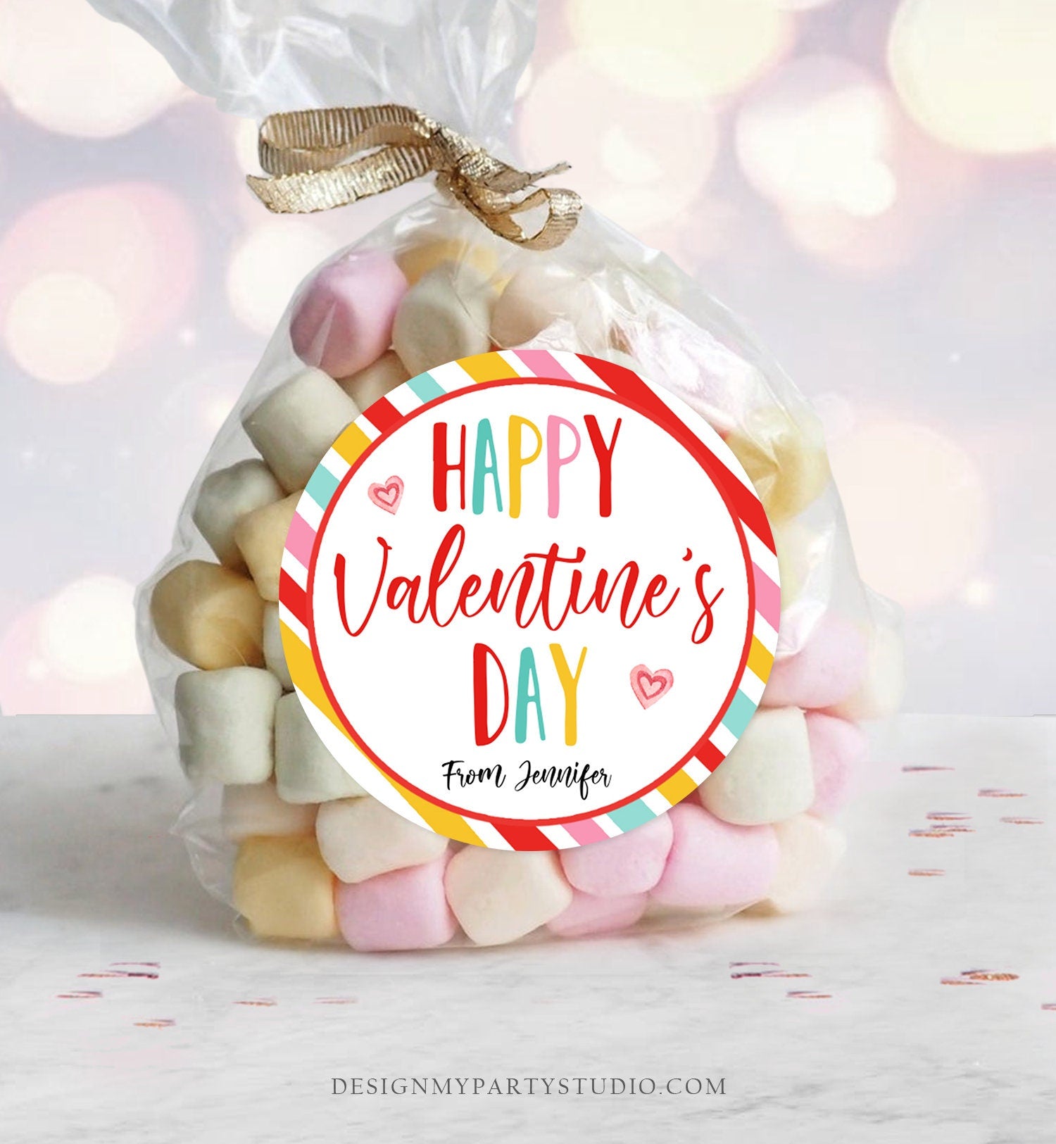 Editable Valentine's Day Cookie Tags Happy Valentine's Day Cookies Tag Sticker Pink Purple Teal Valentines Day Labels Digital PRINTABLE 0370