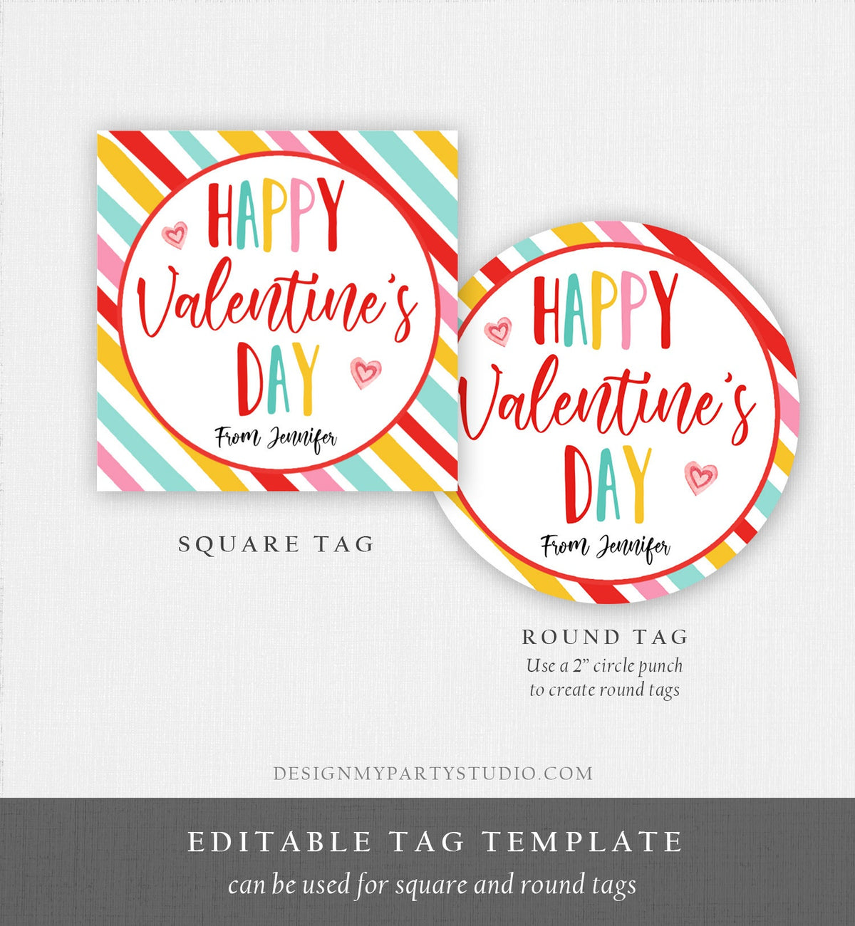Editable Valentine&#39;s Day Cookie Tags Happy Valentine&#39;s Day Cookies Tag Sticker Pink Purple Teal Valentines Day Labels Digital PRINTABLE 0370