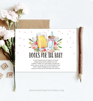 Editable Books for Baby Card Bring a Book Card Baby is Brewing Baby shower Book insert Book Request Card Girl Template Corjl PRINTABLE 0190