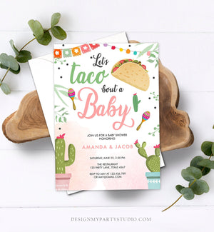 Editable Taco Bout a Baby Shower Invitation Girl Cactus Mexican Fiesta Baby Shower Taco Download Printable Invitation Template Corjl 0254
