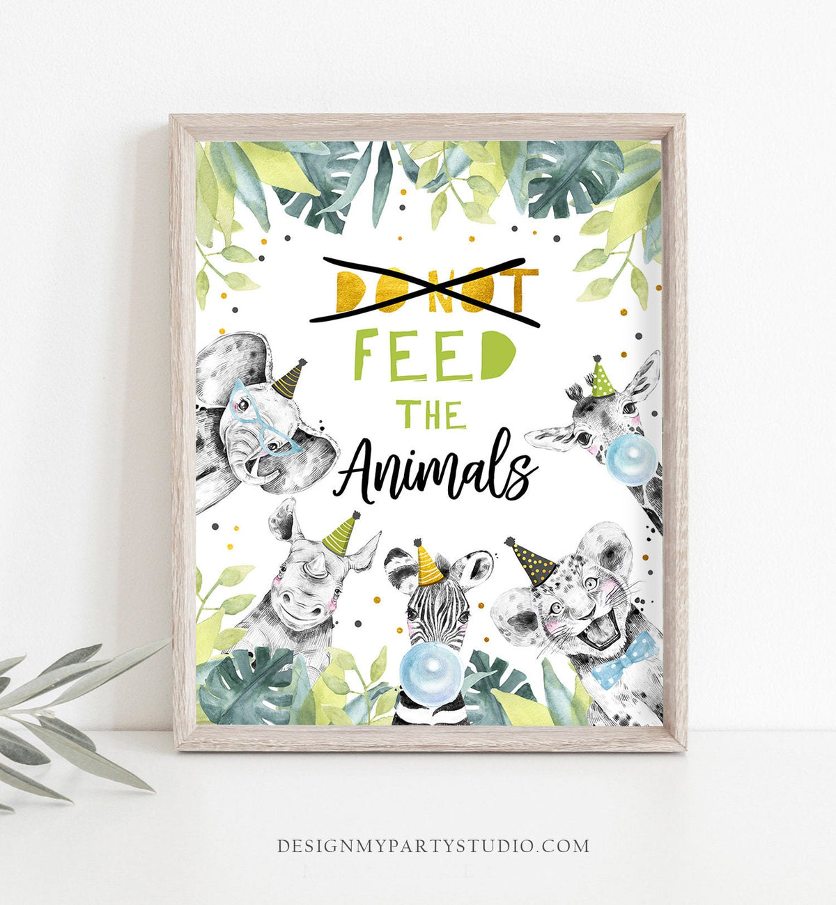 Dont Feed The Animals Birthday Sign Party Animals Decor Birthday Wild One Safari Animals Gold Black Boy Table Sign Party Printable 0322