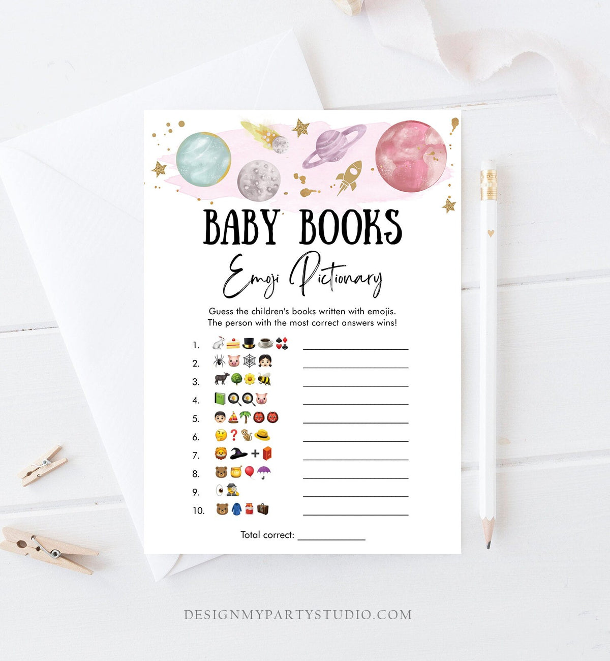 Editable Space Planets Baby Shower Games Bundle Outer Space Houston We Have a Girl Rocket Couples Activity Digital Template Printable 0357