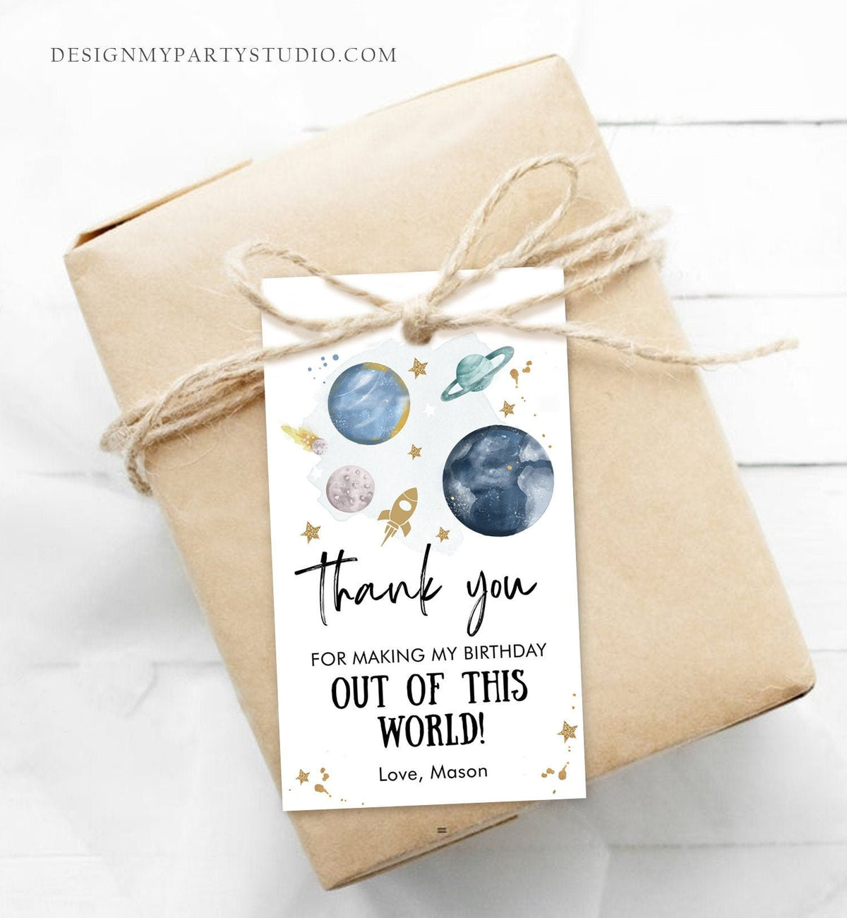 Editable Outer Space Favor Tag Space Birthday Thank you Label Galaxy Gift Tag Out Of This World Planets Digital Template Printable 0357