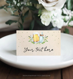 Editable Baby is Brewing Food Labels Tent Place Card Escort Card Gender Neutral Greenery Brewing Baby Shower Printable Corjl Template 0190