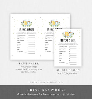 Editable The Price is Right Baby Shower Game Greenery Baby is Brewing Activity Gender Neutral Beer Bottle Corjl Template Printable 0190