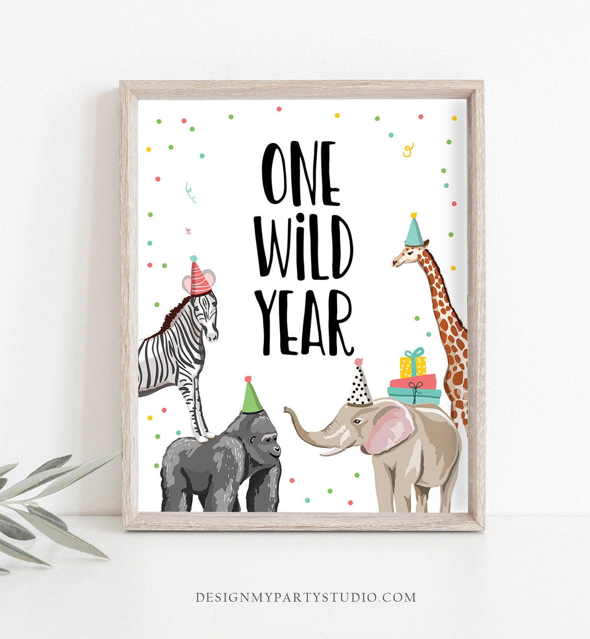 One Wild Year Birthday Sign Party Wild One First Birthday 1st Safari Animals Party Animals Zoo Jungle Decor Download Printable 0142