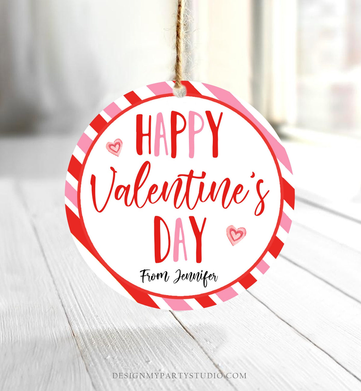 Editable Valentine&#39;s Day Cookie Tags Happy Valentine&#39;s Day Cookies Tag Sticker Pink Red Valentines Day Card Digital Template Printable 0370