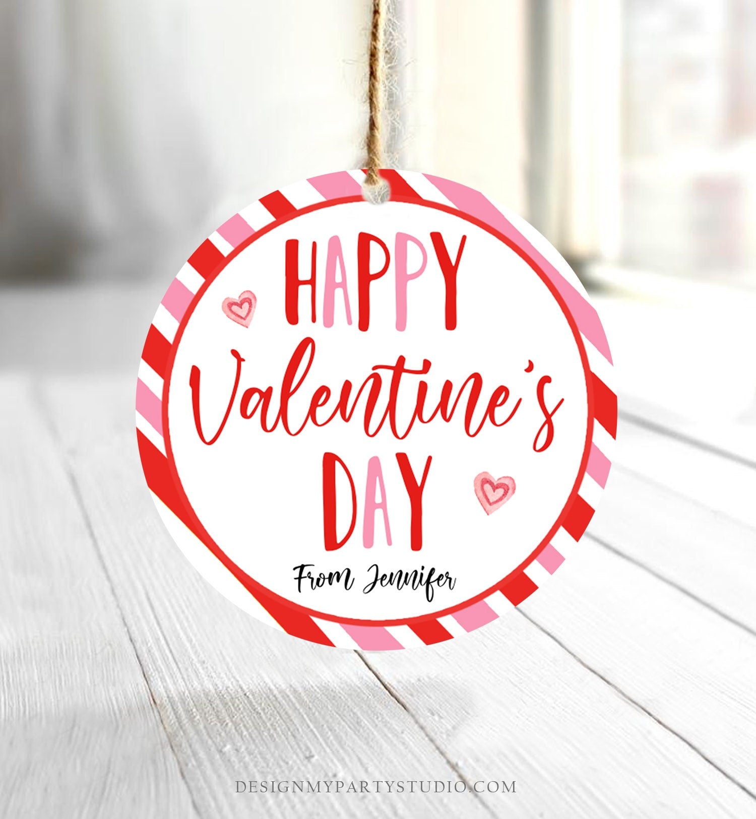 Editable Valentine's Day Cookie Tags Happy Valentine's Day Cookies Tag Sticker Pink Red Valentines Day Card Digital Template Printable 0370