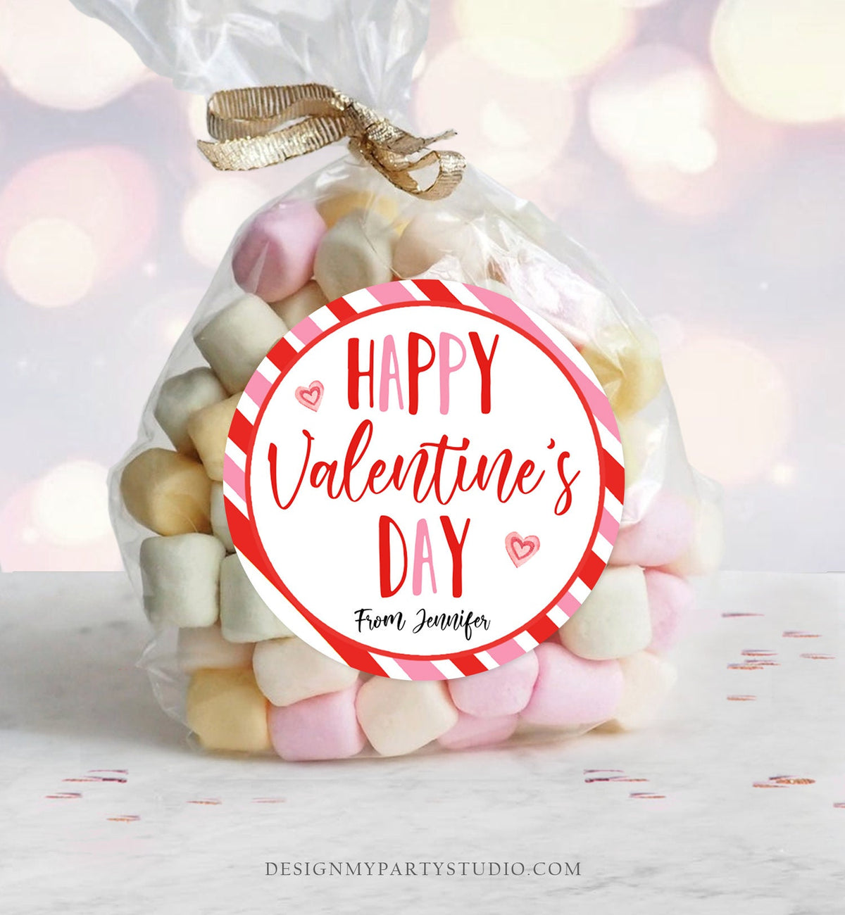 Editable Valentine&#39;s Day Cookie Tags Happy Valentine&#39;s Day Cookies Tag Sticker Pink Red Valentines Day Card Digital Template Printable 0370