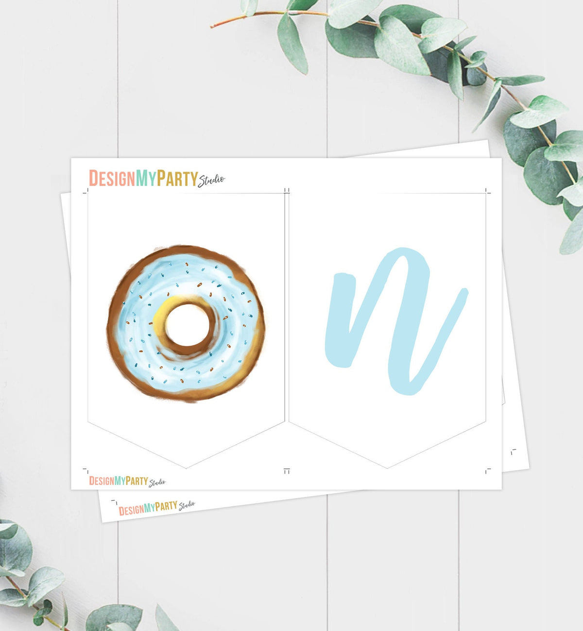 Donut High Chair Banner Boy 1st First Birthday Blue ONE Donut Grow Up Birthday Party Decor Sweet One Garland PRINTABLE Digital 0368