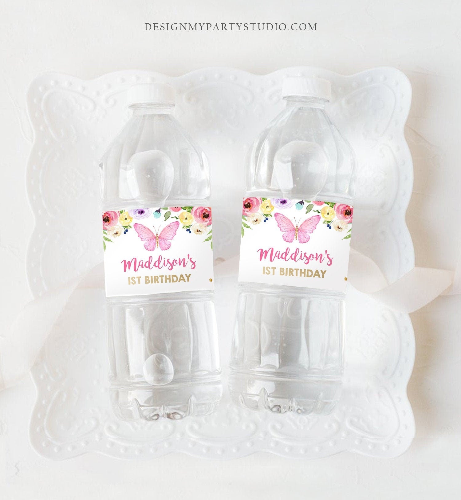 editable-butterfly-water-bottle-label-girl-first-birthday-party-garden-design-my-party-studio