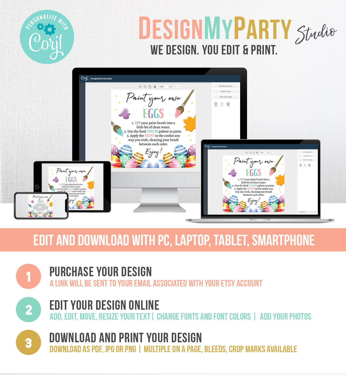 Editable Paint Your Own Eggs Egg Carton Label Easter Egg Hunt Easter Eggs Cookies Cookie Tag 6 Pack Egg Download Printable Corjl 0449