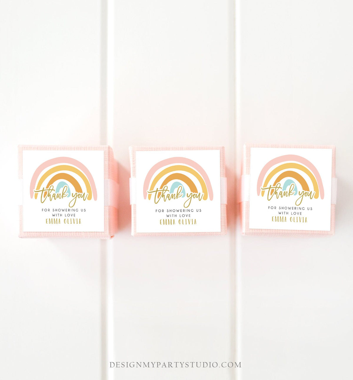 Editable Rainbow Favor Tags Rainbow Baby Shower Thank you tags Pastel Rainbow Tags Girl Boy Neutral Colors Template PRINTABLE Corjl 0331