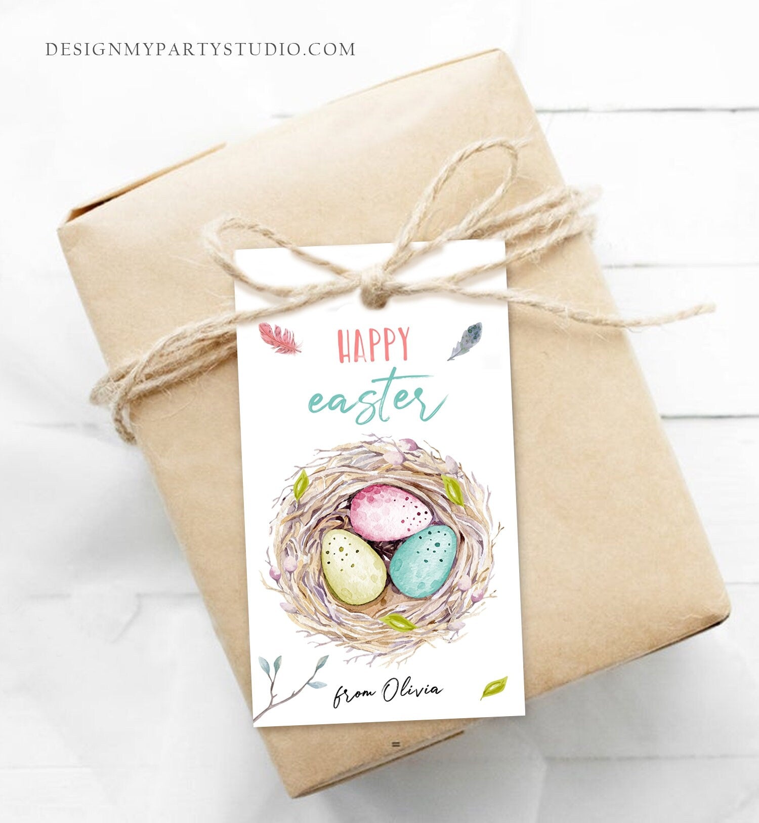 Editable Easter Gift Tags Easter Favor Tag Basket Tags for Easter Birds Nest Happy Easter Tag Personalized Download PRINTABLE 0449 0393