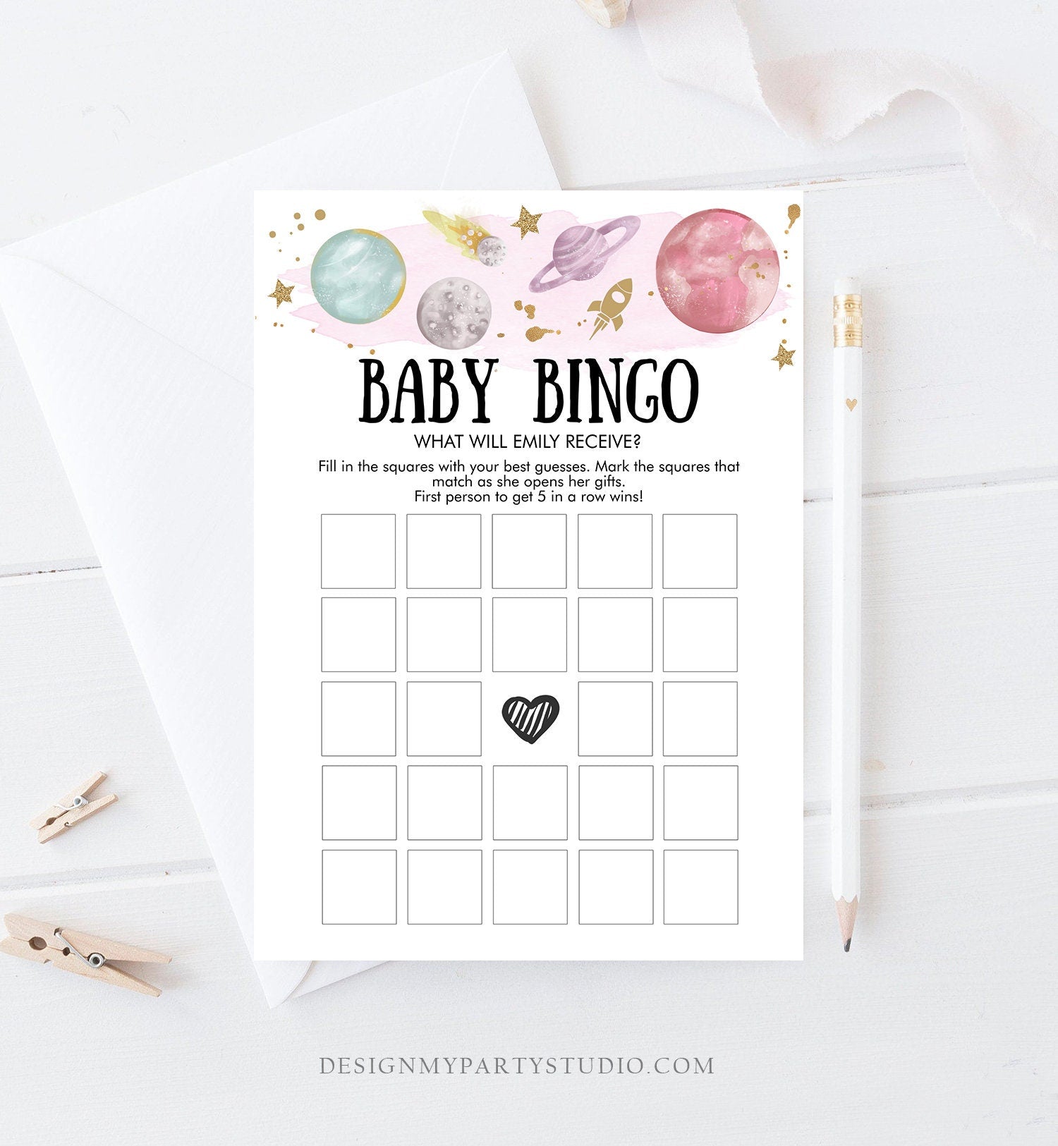 Editable Space Planets Baby Shower Games Bundle Outer Space Houston We Have a Girl Rocket Couples Activity Digital Template Printable 0357