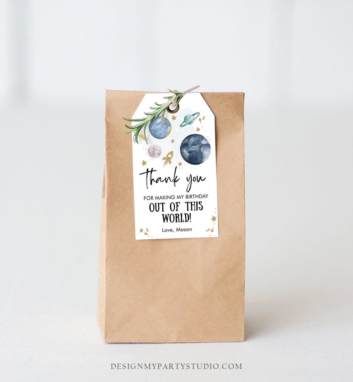 Editable Outer Space Favor Tag Space Birthday Thank you Label Galaxy Gift Tag Out Of This World Planets Digital Template Printable 0357