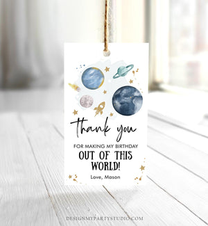 Editable Outer Space Favor Tags Space Birthday Thank you Label Galaxy Gift Tags Trip Out Of This World Planets Template Corjl PRINTABLE 0357