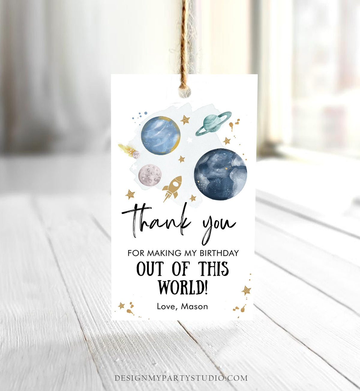 Editable Outer Space Favor Tag Space Birthday Thank you Label Galaxy Gift Tag Out Of This World Planets Digital Template Printable 0357