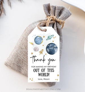 Editable Outer Space Favor Tags Space Birthday Thank you Label Galaxy Gift Tags Trip Out Of This World Planets Template Corjl PRINTABLE 0357