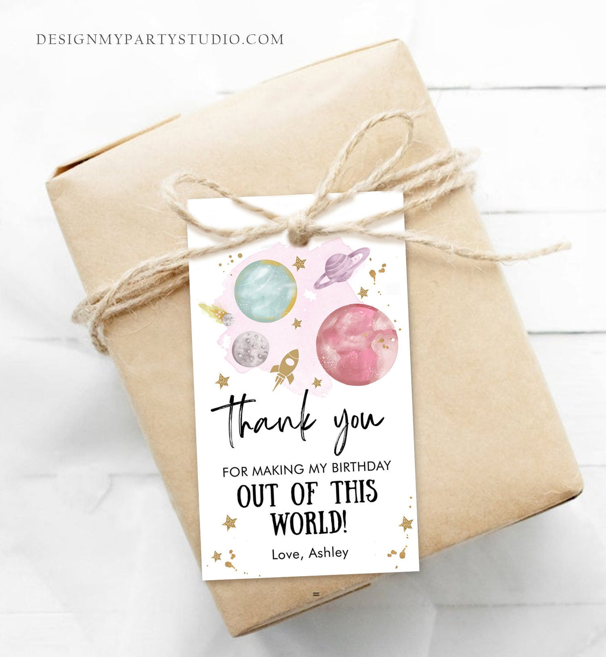 Editable Outer Space Favor Tag Space Birthday Thank you Label Galaxy Gift Tag Trip Out Of This World Planets Digital Template Printable 0357