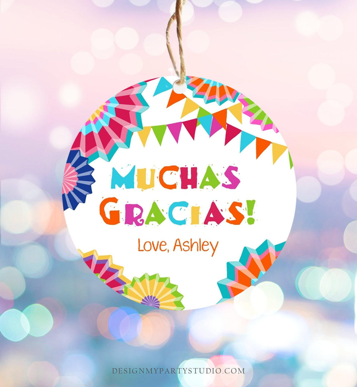 Editable Muchas Gracias Fiesta Favor Tag Thank You Tags Cactus Succulent Mexican Birthday Baby Bridal Shower Taco Bout Corjl Template 0045