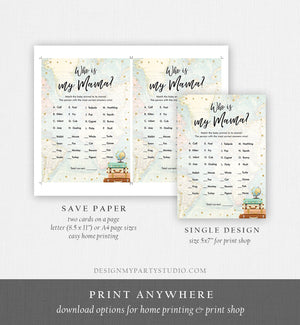 Editable Who is My Mama Baby Shower Game Card Travel Adventure Journey Animal Baby Names Activity Printable Download Template Corjl 0263