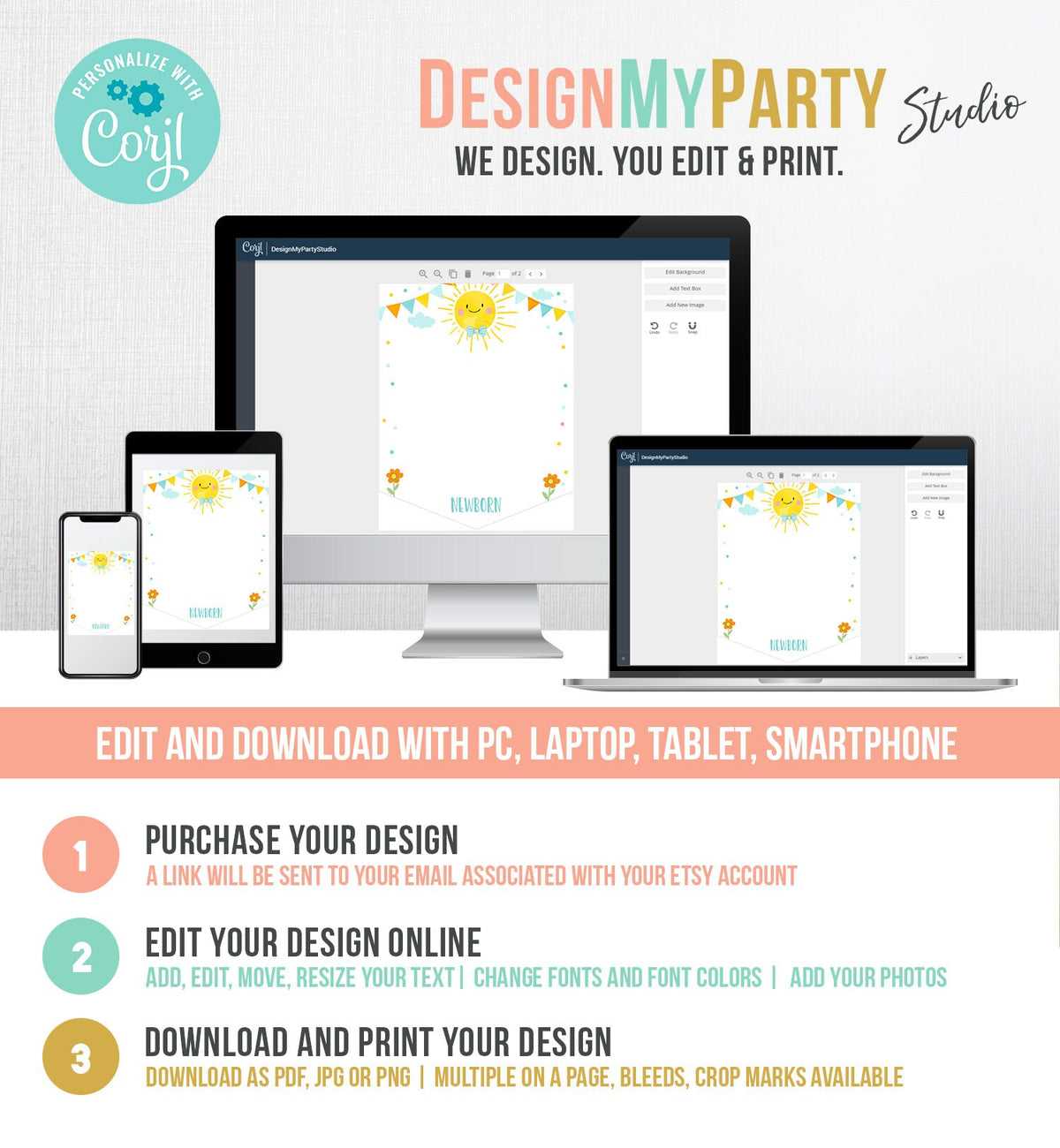 Editable Little Sunshine Monthly Photo Banner First Birthday Banner Boy Blue Bow Tie Sunshine Decor Summer Digital Template Printable 0141