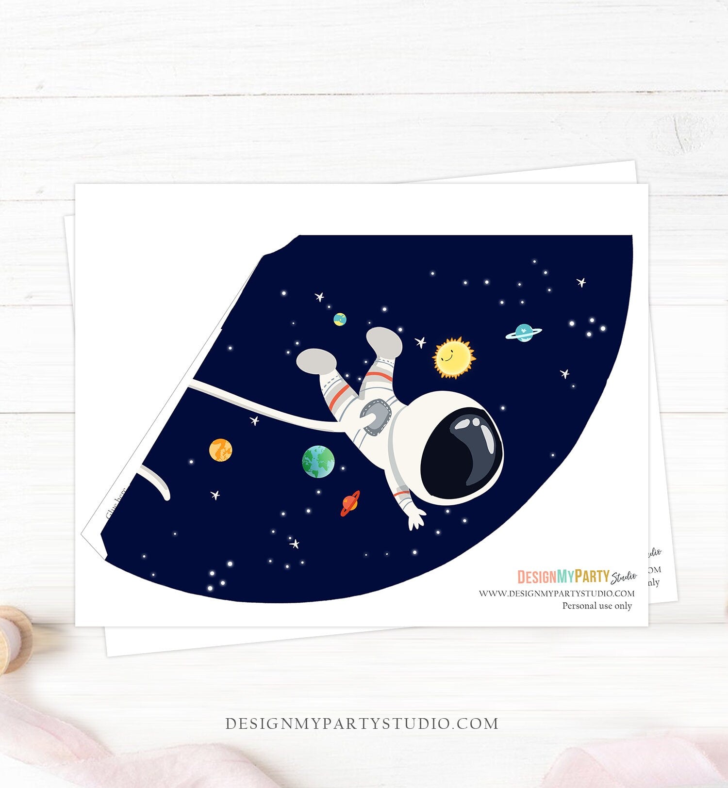 Printable Space Birthday Party Hats Outer Space Astronaut Birthday Party Galaxy Planets Around the Sun Decoration DIY PRINTABLE Digital 0259