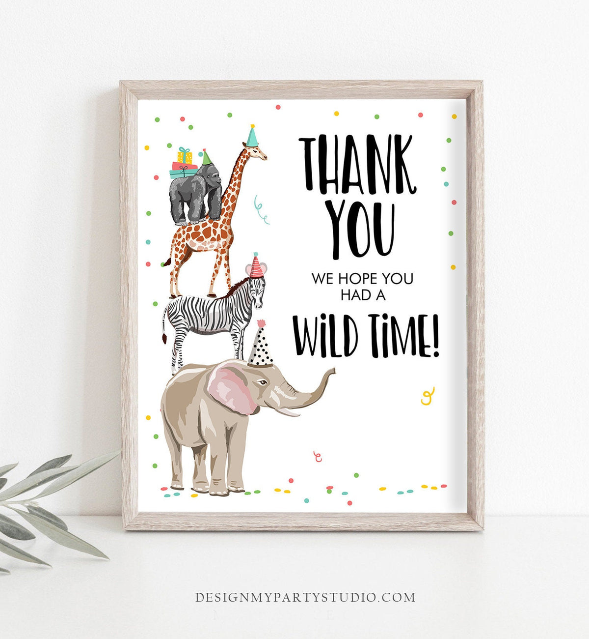 Thank You Sign Party Animals Birthday Sign Party Animals Decor Safari Birthday Wild One Animals Table Sign Zoo Party Jungle Printable 0142