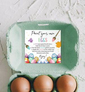 Editable Paint Your Own Eggs Egg Carton Label Easter Egg Hunt Easter Eggs Cookies Cookie Tag 6 Pack Egg Download Printable Corjl 0449