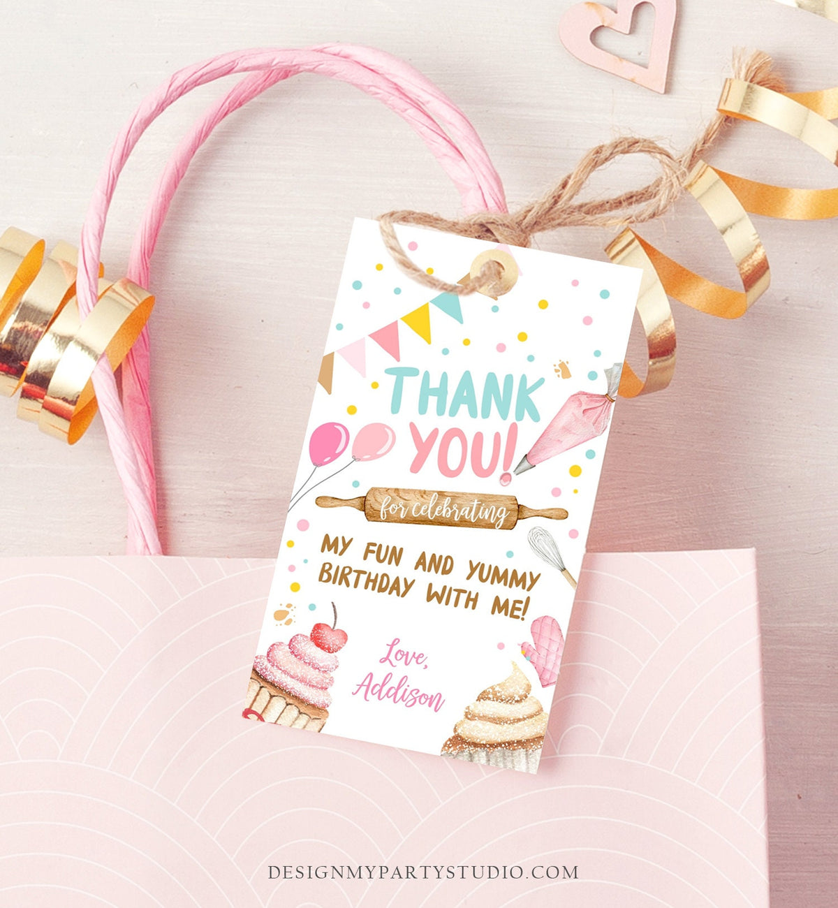Editable Baking Favor Tags Tags Baking Birthday Thank you tags Kids Cupcake Decorating Party Little Chef Tags Template Corjl PRINTABLE 0364