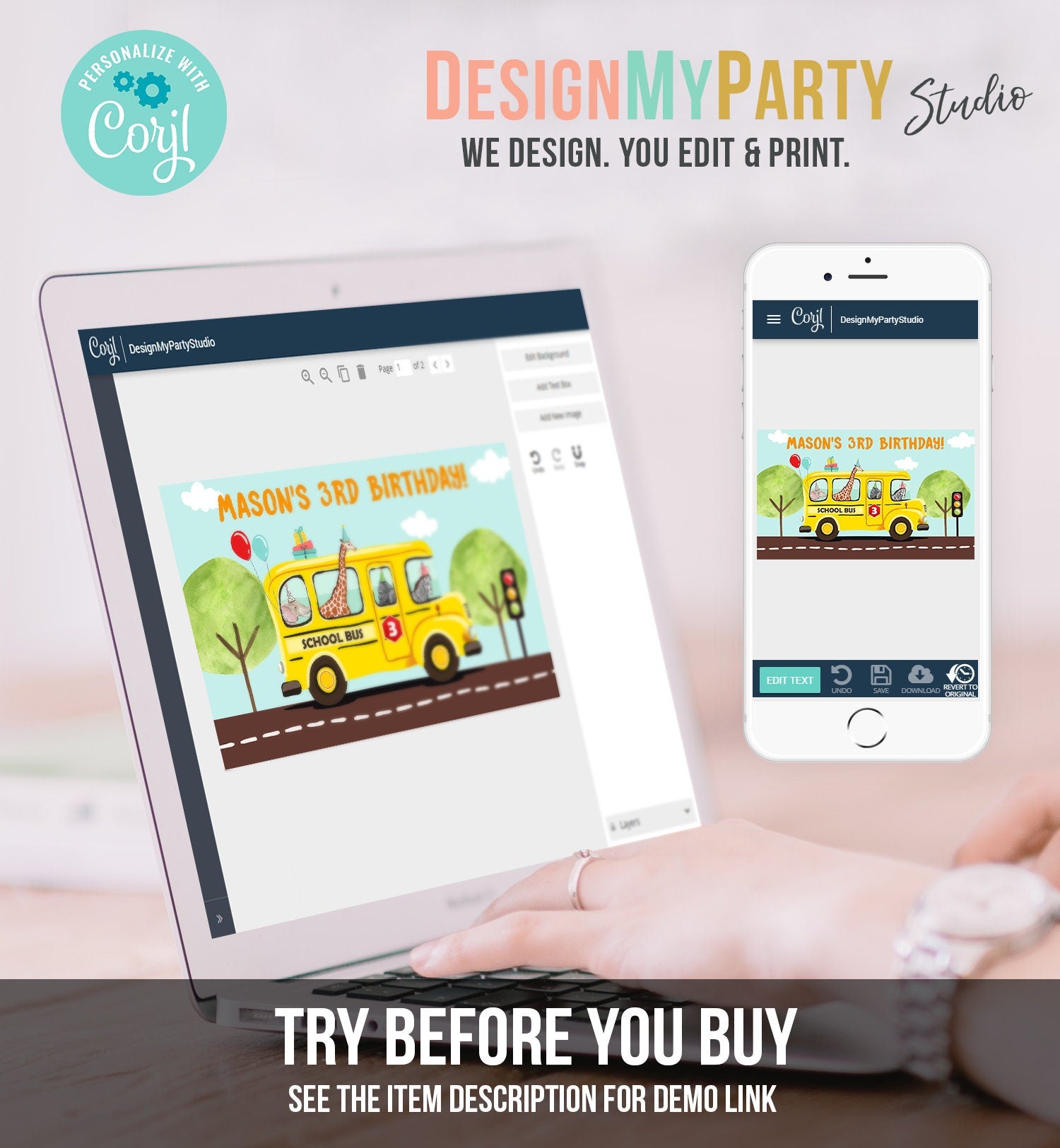 Editable Wheels on the Bus Backdrop Banner School Bus Birthday Boy Wheels on The Bus Birthday Party Digital Download Template Printable 0325