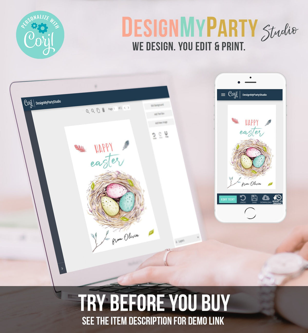 Editable Easter Gift Tags Easter Favor Tag Basket Tags for Easter Birds Nest Happy Easter Tag Personalized Download PRINTABLE 0449 0393