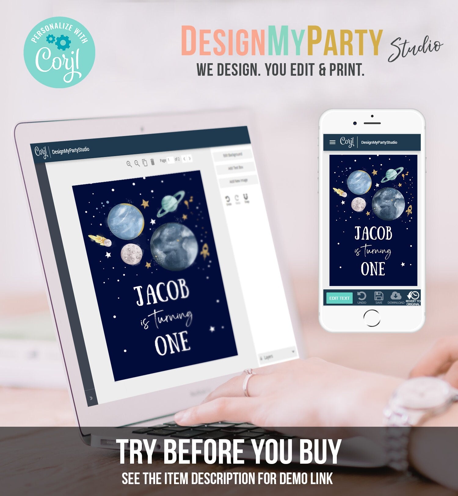 Editable Outer Space Juice Pouch Label Juice Favors Planets Astronaut Rocket Boy Birthday Blue Digital Download Template Printable 0357