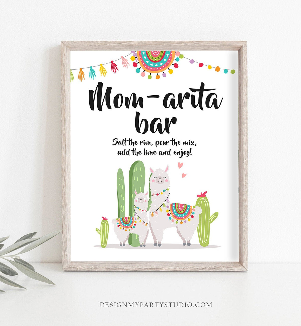 Llama Mom-arita Bar Sign Fiesta Margarita Mom-a-rita Baby Shower Couples Shower Pink Cactus Mexican Table Sign 8x10 Download Printable 0079