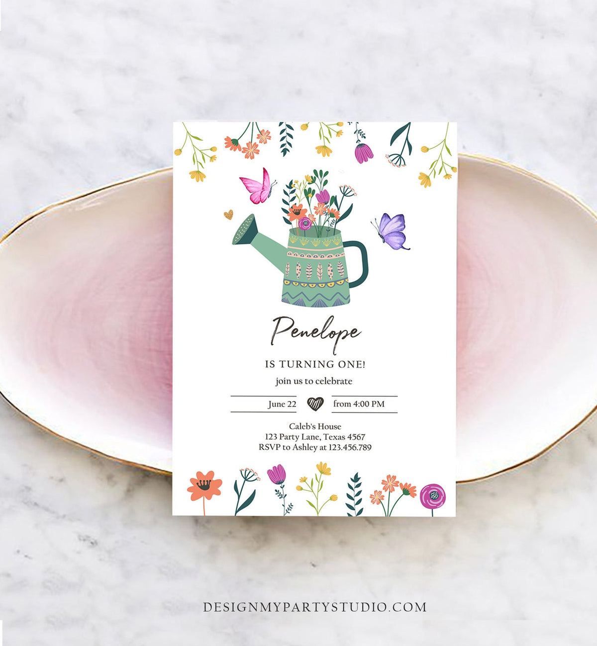 Editable Wildflowers Birthday Invitation Wild Flowers Girl First Birthday Garden Birthday Party Download Corjl Template Printable 0396