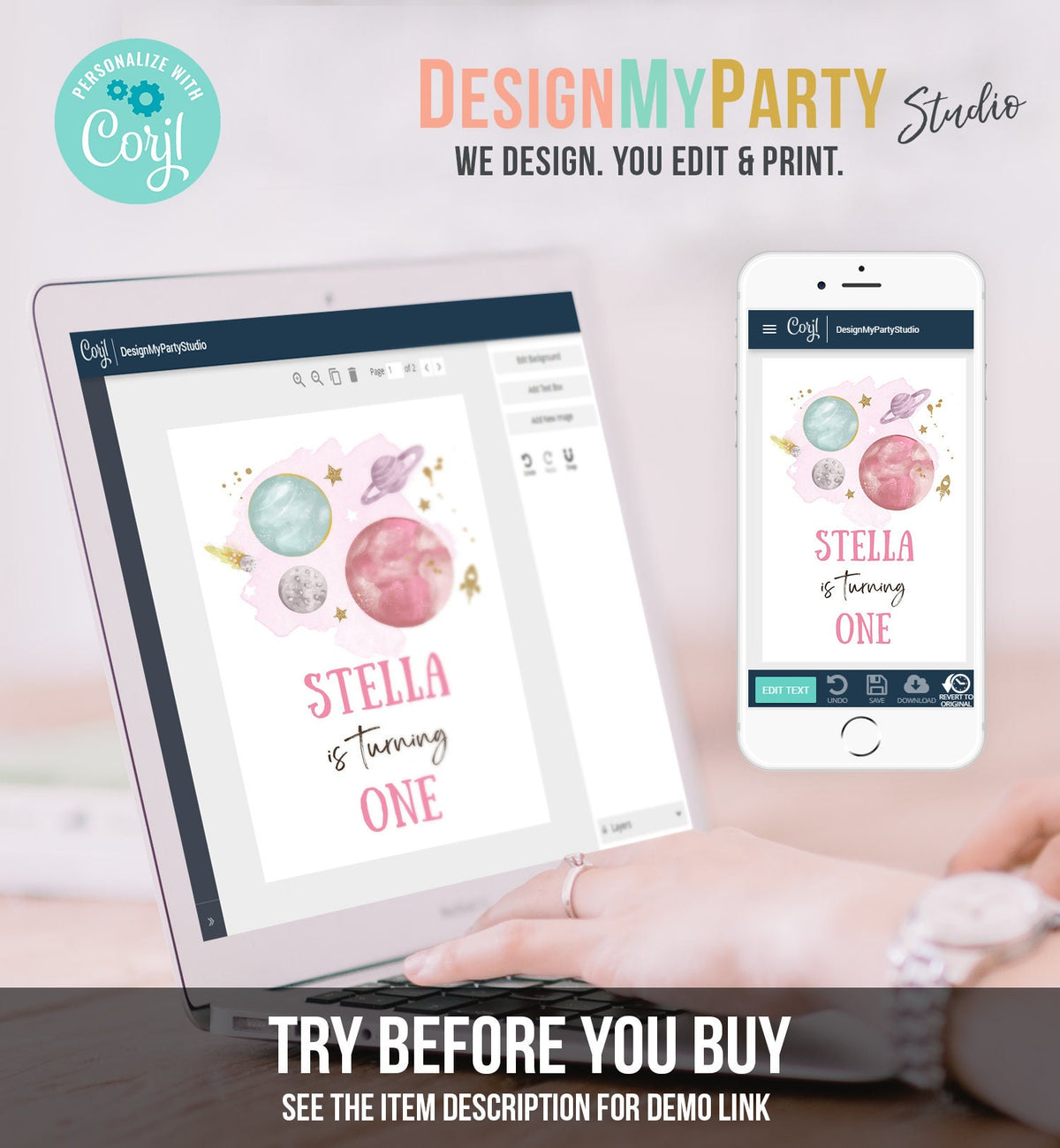 Editable Outer Space Juice Pouch Label Juice Favors Planets Astronaut Rocket Girl Birthday Pink Digital Download Template Printable 0357