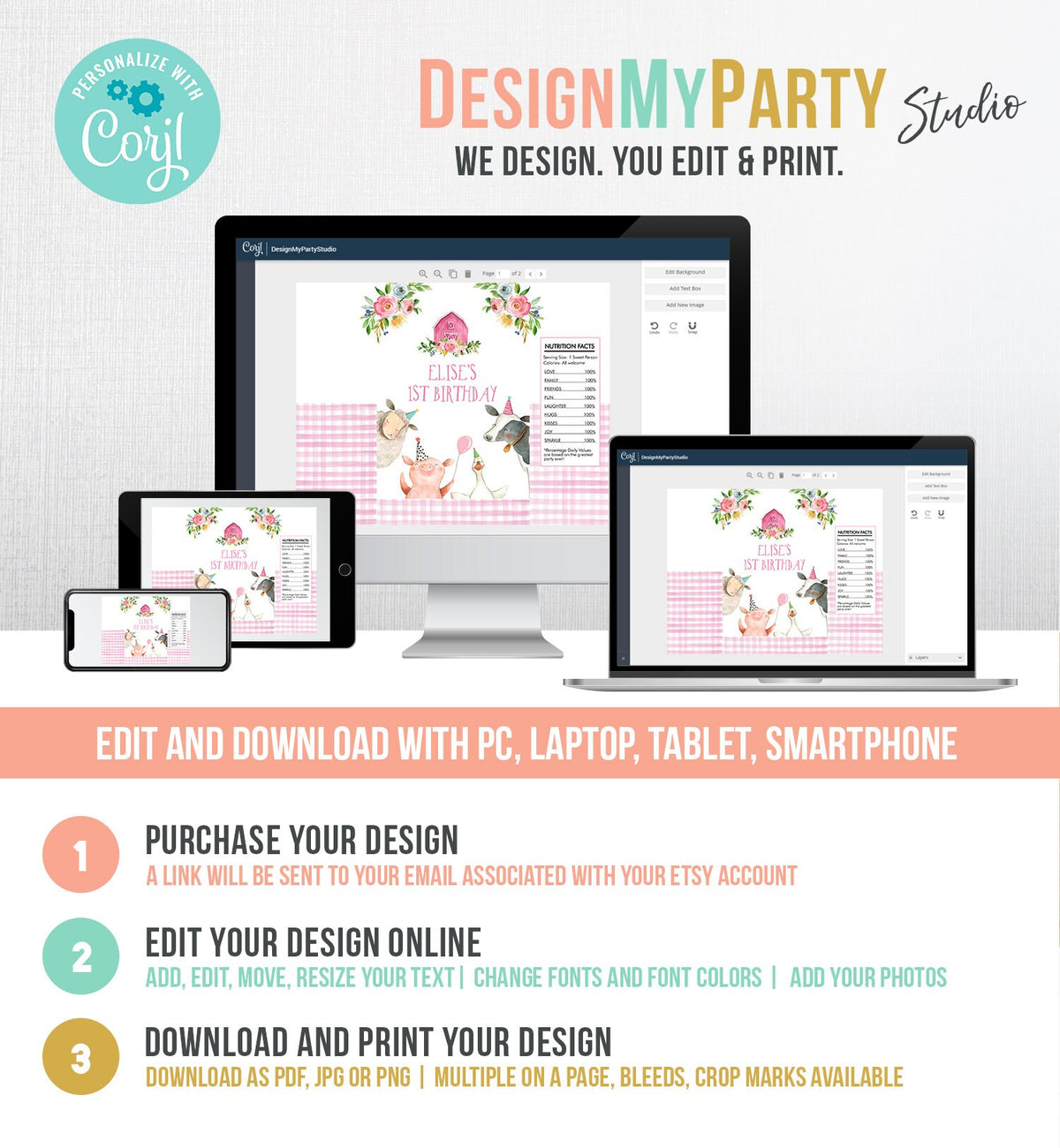 Editable Farm Birthday Chip Bag Barnyard Birthday Decor Girl Pink Farm McDonald Snack Favors Farm Animals Digital Template Printable 0155