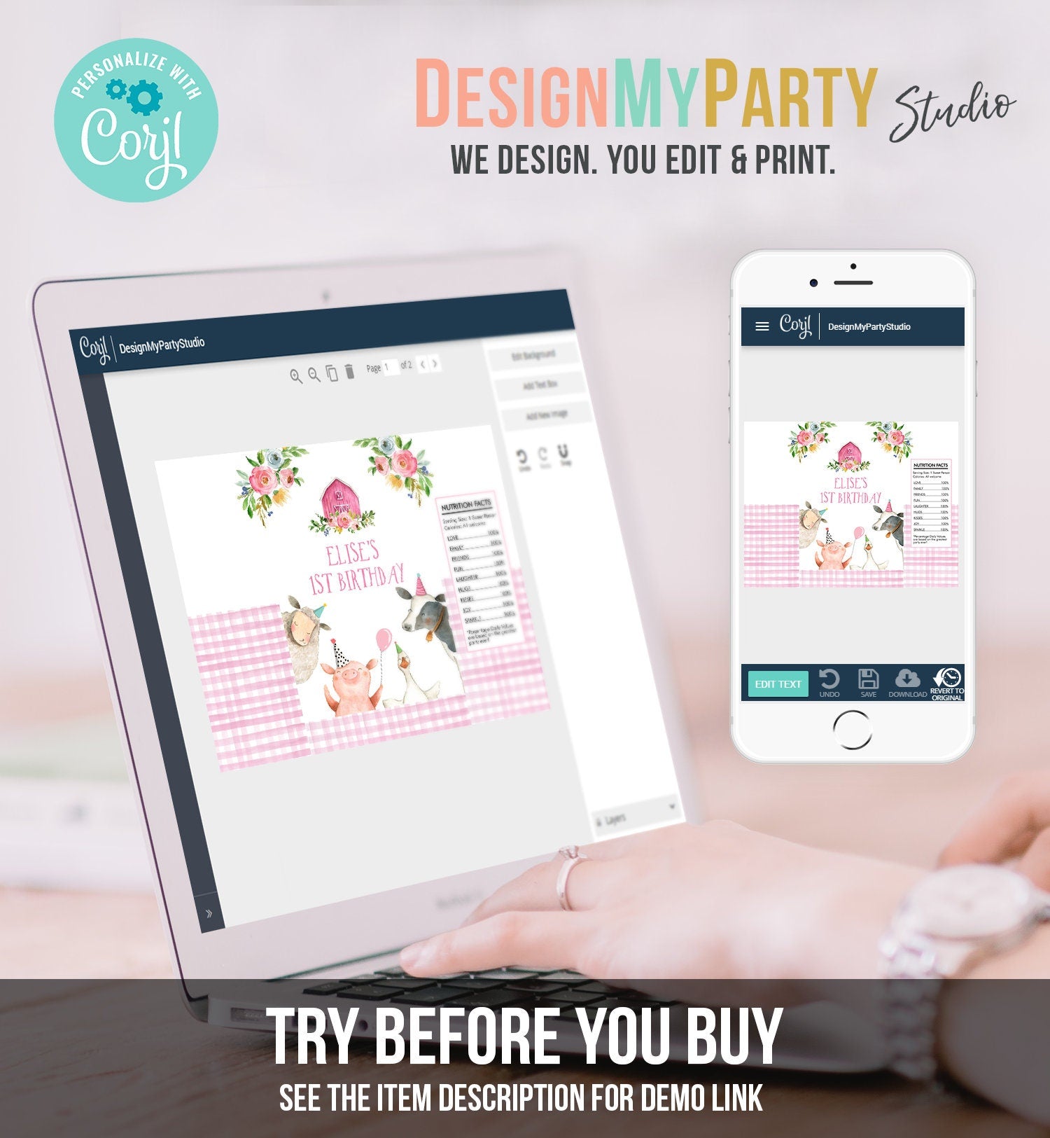 Editable Farm Birthday Chip Bag Barnyard Birthday Decor Girl Pink Farm McDonald Snack Favors Farm Animals Digital Template Printable 0155