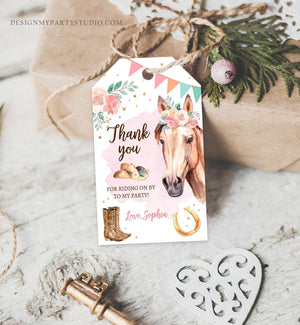Editable Cowgirl Favor Tags Tags Horse Birthday Party Favor Thank you Tags Girl Horse Party Saddle Up Download Template PRINTABLE Corjl 0398