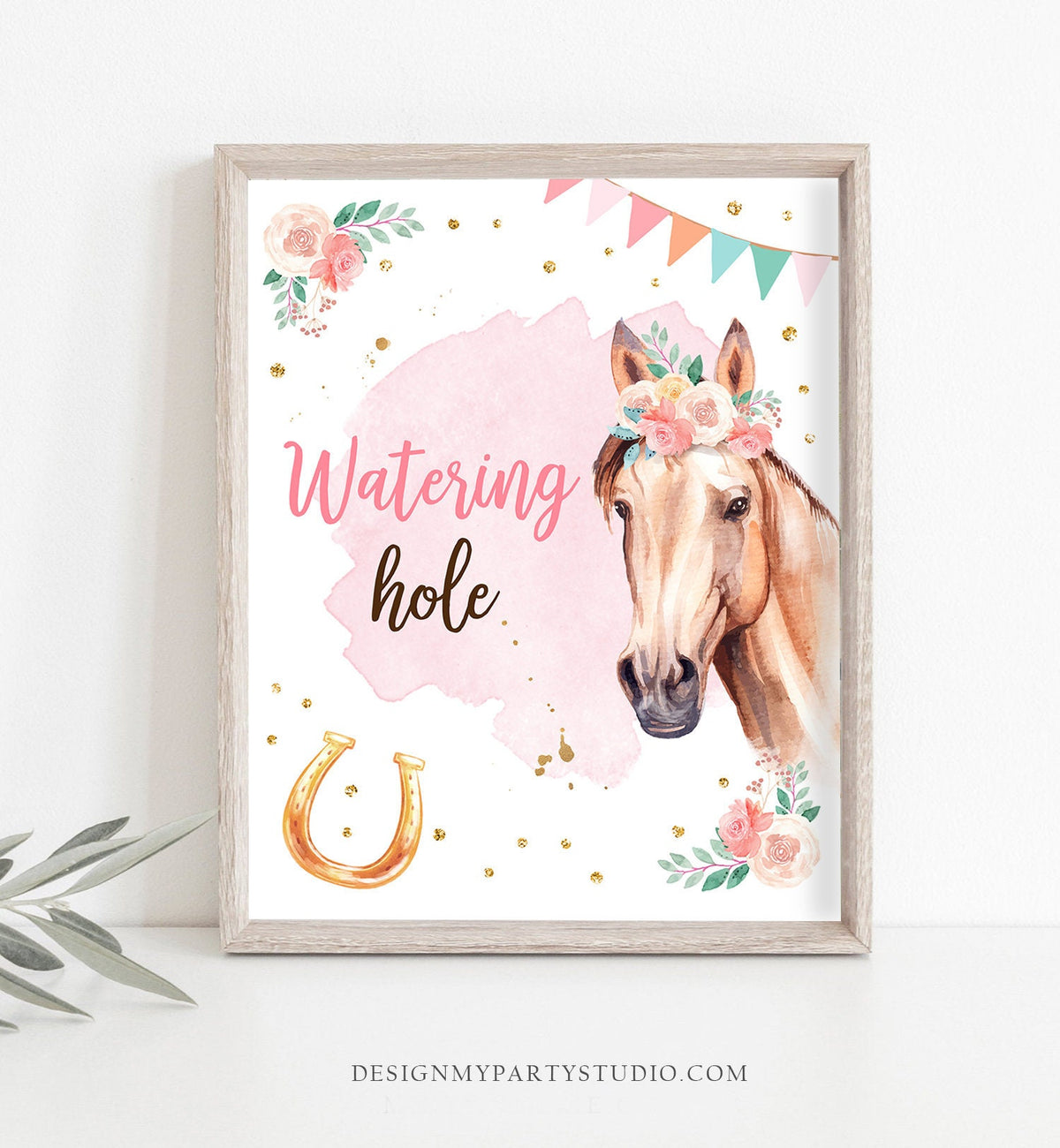 Watering Hole Birthday Sign Drink Table Decor Pink Horse Birthday Cowgirl Table Sign Horse Party Decorations Drinks Download Printable 0398