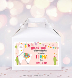Editable Llama Fiesta Birthday Gable Gift Box Labels Girl Baby Shower Fiesta Mexican First Birthday Digital Download Corjl Printable 0079